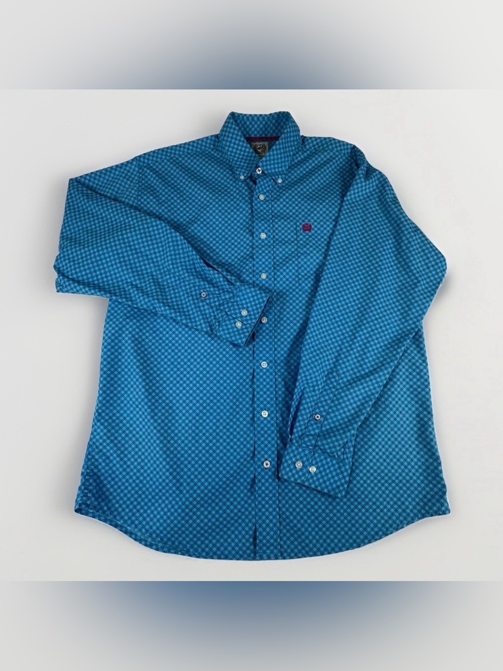 CINCH Mens M Blue Geometric Western Shirt Long Sleeve Cowboy Rodeo Ranch Cotton